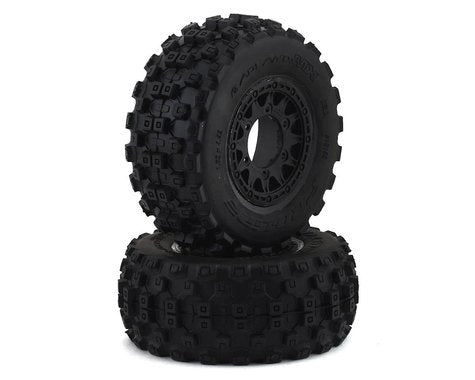 Badlands MX 2.2/3.0 SCT M2 Compound Premounted Tires with 6x30 Black Raid Wheels for 1/10 Short Course Truck (2) (PRO1015610)