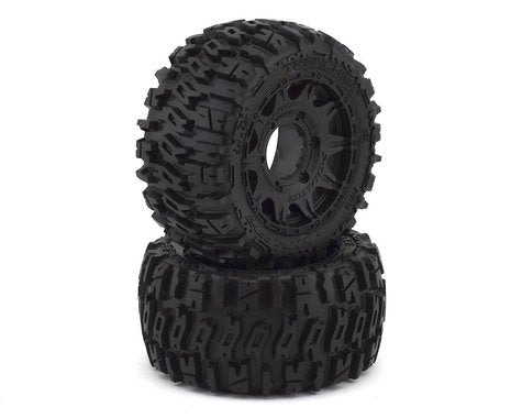 Trencher LP 2.8" M2 Compound Premounted Tires with 6x30 Black Raid Wheels for 1/10 Stadium Truck (2) (PRO1015910)