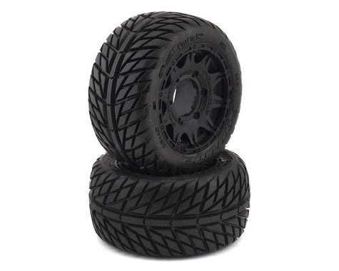 Street Fighter LP 2.8" M2 Compound Premounted Tires with 6x30 Black Raid Wheels for 1/10 Stadium Truck (2) (PRO1016110)