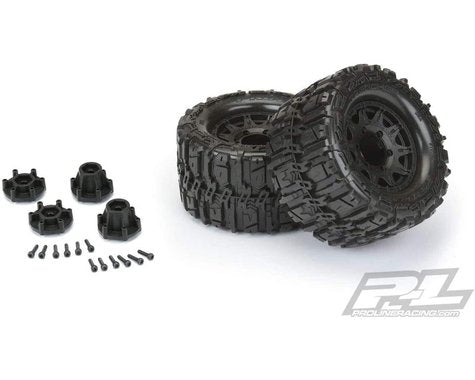 Trencher HP Belted 2.8" M2 Compound Premounted Tires with 6x30 Black Raid Wheels for 1/10 Monster Truck (2) (PRO1016810)