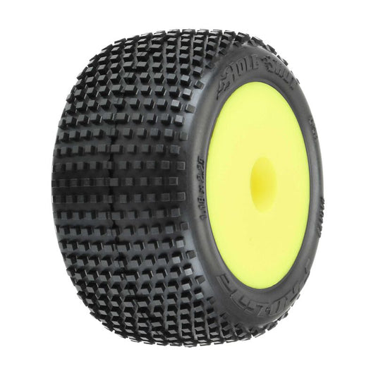 Hole Shot M3 Compound Premounted Tires with Yellow Wheels for Mini-T 2.0 (2) (PRO1017712)