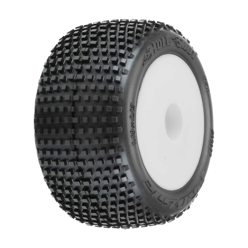 Hole Shot M3 Compound Premounted Tires with White Wheels for Mini-T 2.0 (2) (PRO1017713)