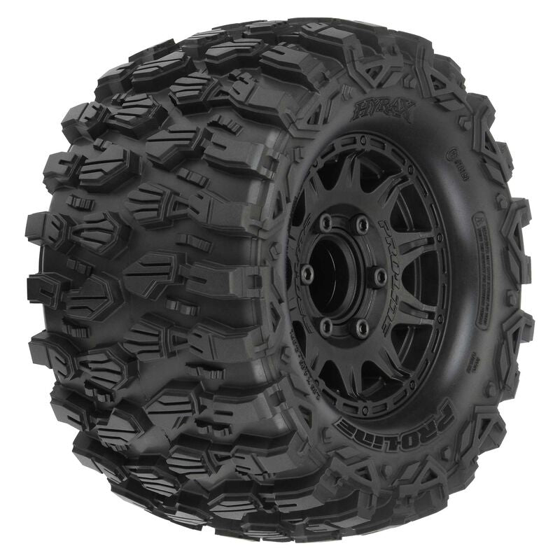 Hyrax 2.8" M2 Compound Premounted Tires with 6x30 Black Raid Wheels for 1/10 Monster Truck (2) (PRO1019010)