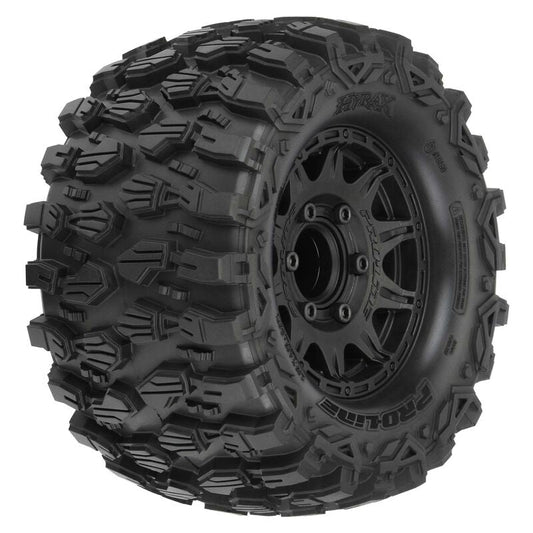 Hyrax 2.8" M2 Compound Premounted Tires with 6x30 Black Raid Wheels for 1/10 Monster Truck (2) (PRO1019010)