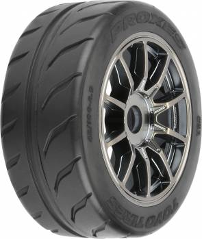 Toyo Proxes R888R S3 42/100 2.9" Belted Tires Mounted on 17mm Spectre Gunmetal Wheels, Front or Rear (2) (PRO1019911)