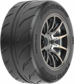 Toyo Proxes R888R S3 53/107 2.9" Belted Tires Mounted on 17mm Spectre Gunmetal Wheels, Front or Rear (2) (PRO1020011)