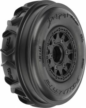 DumontPaddle/Rib 2.2"/3.0" Short Course Tires Mounted on 12mm Black Raid Wheels, Front (2) (PRO1021210)