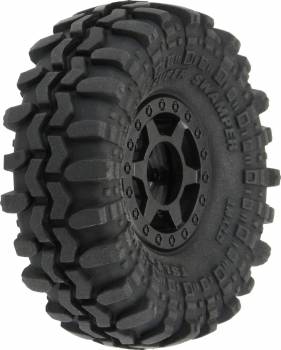 Super Swamper 1.0" Tires Mounted on 7mm Black Wheels, Front or Rear for Axial SCX24 (4) (PRO1021410)