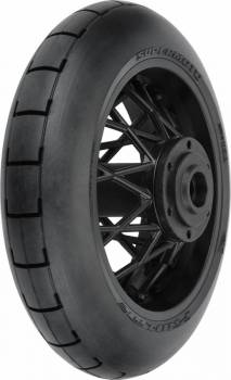 1/4 Supermoto Tire Mounted on Black Wheel, Rear for Losi ProMoto-MX (1) (PRO1022310)