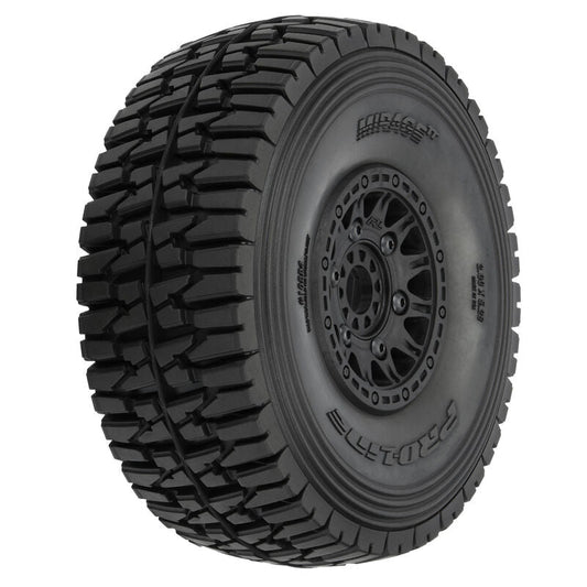 1/7 Mirage TT Belted Tires Mounted on 17mm Black Raid Wheels, Front or Rear for Arram Mojave 6S, Traxxas UDR (2) (PRO1022410)