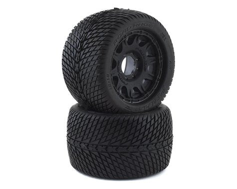 Road Rage MX38 3.8" M2 Compound Premounted Tires with 8x32 Black Raid Wheels for 1/8 Monster Truck (2) (PRO117710)