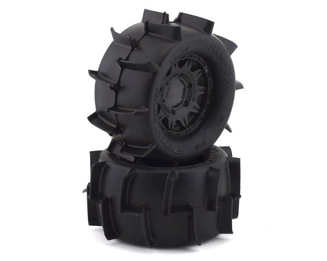 Sand Paw 2.8" Z3 Compound Premounted Tires with 6x30 Black Raid Wheels for 1/10 Monster Truck (2) (PRO118610)