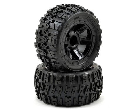 Trencher M2 Compound Premounted Tires with Black Desperado Wheels for 1/16 E-Revo (2) (PRO119411)