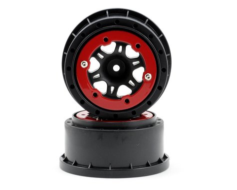 Split Six Bead-Loc 2.2/3.0 SCT Black/Red Wheels with 12mm Hex for 1/10 Short Course Truck/Slash Front (2) (PRO271404)