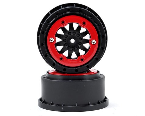 Protrac F-11 Bead-Loc 2.2/3.0 SCT Black/Red Wheels with 12mm Hex for 1/10 Short Course Truck (2) (PRO274503)