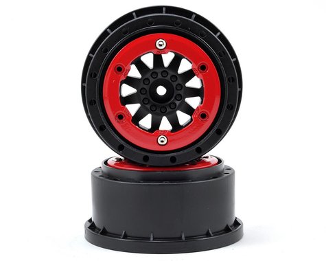 F-11 Bead-Loc 2.2/3.0 SCT Black/Red Wheels with 12mm Hex for 1/10 Short Course Truck (2) (PRO274603)