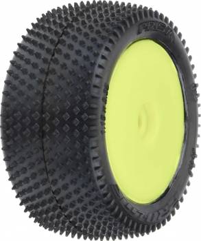 Prism Carpet Tires Mounted on Yellow Wheels, Rear for Losi Mini-B (PRO829712)