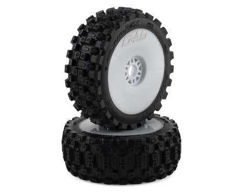 Badlands MX M2 Compound Tires with 17mm Hex White Wheels for 1/8 Buggy (2) (PRO906731)