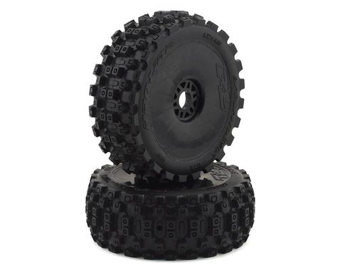 Badlands MX M2 Compound Tires with 17mm Hex Black Wheels for 1/8 Buggy (2) (PRO906741)