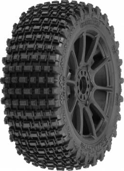 Gladiator M2 1/8 Buggy Tires Mounted on Black Mach 10 Wheels, Front or Rear (2) (PRO907421)