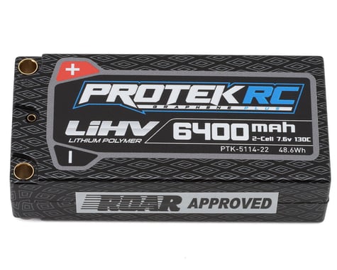 6400mAh 2S 7.6V 130C High-Voltage Low IR Si-Graphene Shorty LiPo Battery with 5mm Connectors (ROAR Approved) (PTK511422)