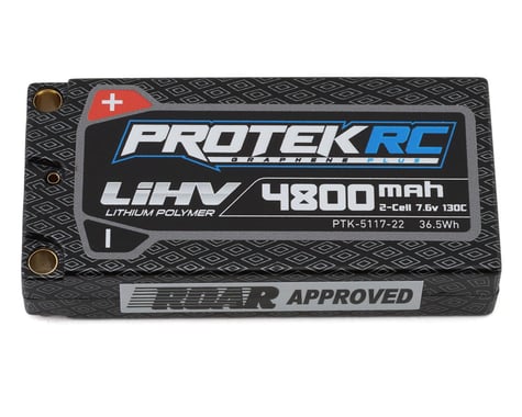 4800mAh 2S 7.6V 130C High-Voltage Low LCG IR Si-Graphene Shorty LiPo Battery with 5mm Connectors (ROAR Approved) (PTK511722)