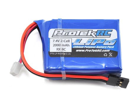 2000mAh 7.4V 2S LiPo Receiver Battery Pack with Universal Receiver Plug (Fits HB and Losi 8IGHT) (PTK5171)