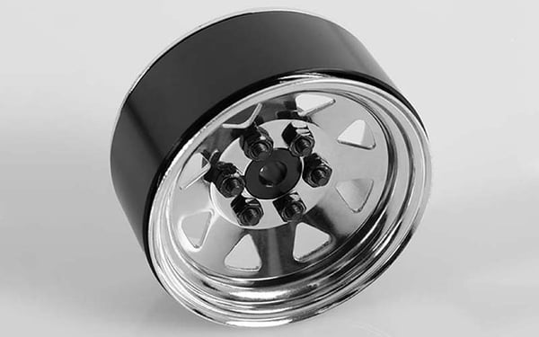 6 Lug Wagon 1.9" Steel Stamped Beadlock Wheels, Chrome (RC4ZW0002)