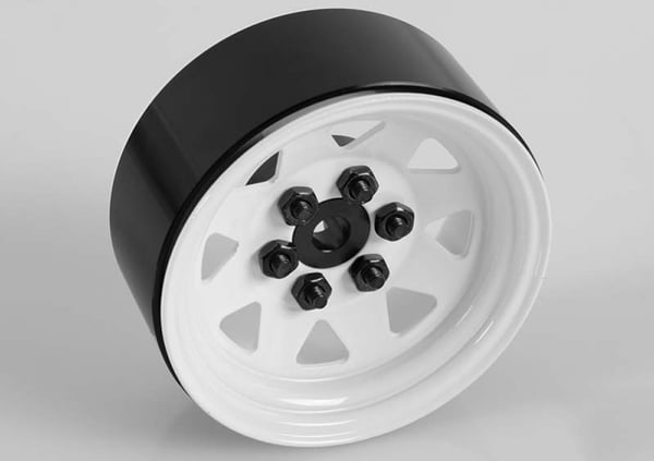6 Lug Wagon 1.9" Steel Stamped Beadlock Wheels, White (RC4ZW0128)