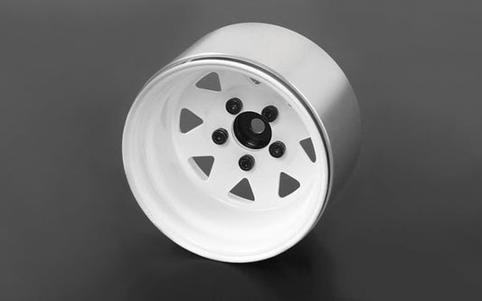 5 Lug Deep Dish Wagon 1.9" Steel Stamped Beadlock Wheels, White (RC4ZW0242)