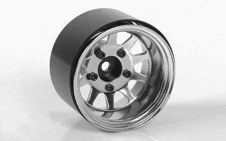 Deep Dish Wagon 1.55" Stamped Steel Beadlock Wheels, Chrome (RC4ZW0285)