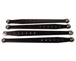 Aluminum Front and Rear Suspension Links, Black for SCX10 (4) (RCE1827BK)