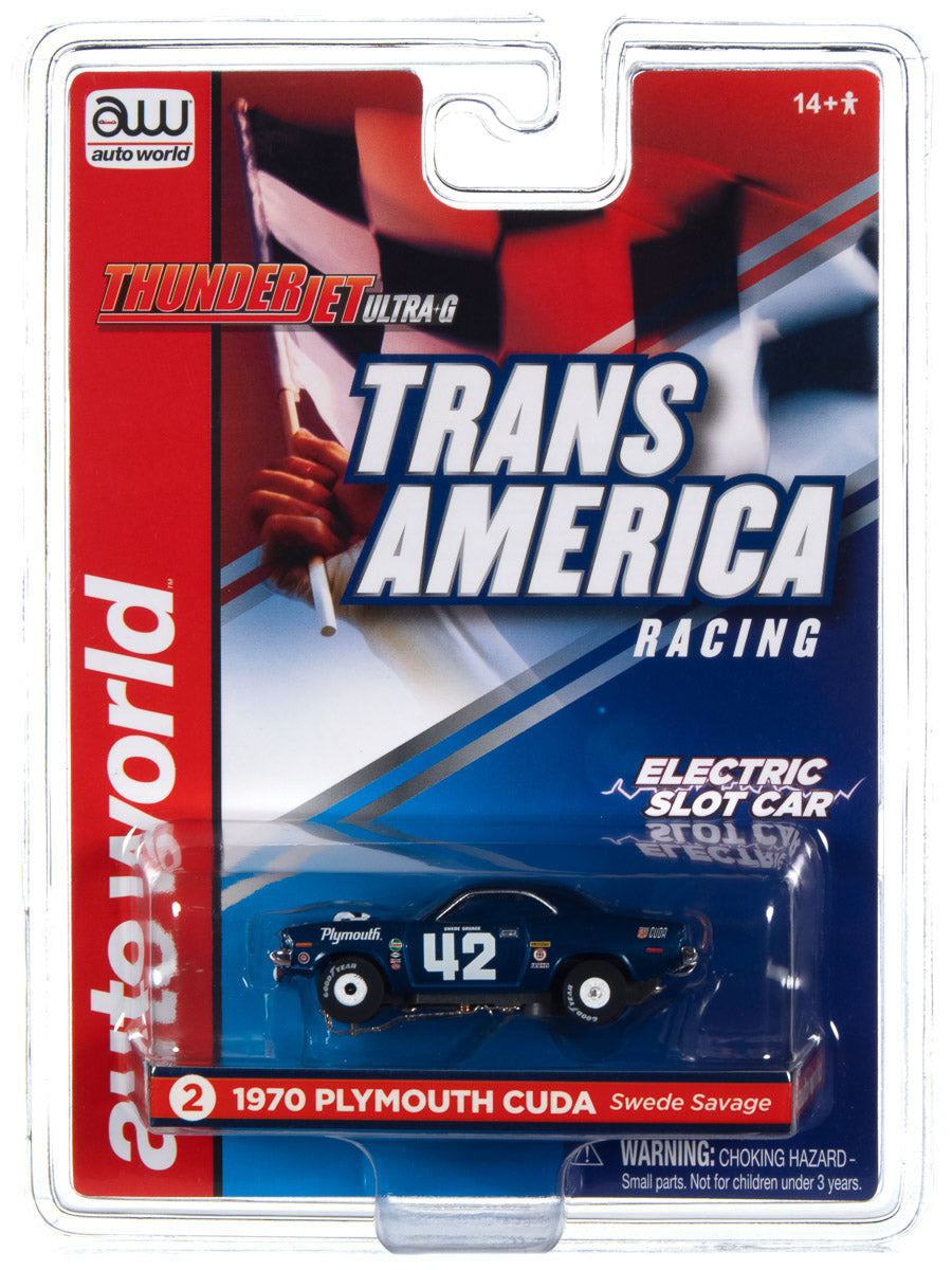 Thunderjet R32 Swede Savage 1970 AAR Plymouth Barracuda #42 HO Scale Slot Car (RDZSC362CUDA70)