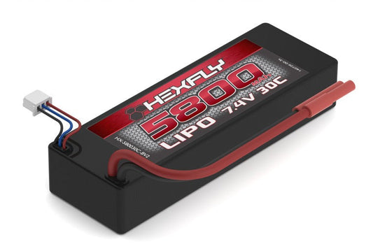 5800mAh 2S 7.4V 30C LiPo Battery with Banana Connector (RERHX580030CBV)