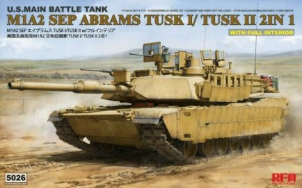 1/35 M1A2 SEP Abrams Tusk I/II US Main Battle Tank with Full Interior Plastic Model Kit (RFM5026)