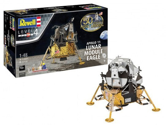 1/48 Apollo 11 Lunar Module Eagle Plastic Model Kit with Paint and Glue (RVL03701)