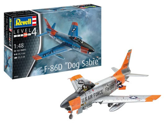 1/48 F86D Dog Sabre USAF Fighter Plastic Model Kit (RVL03832)