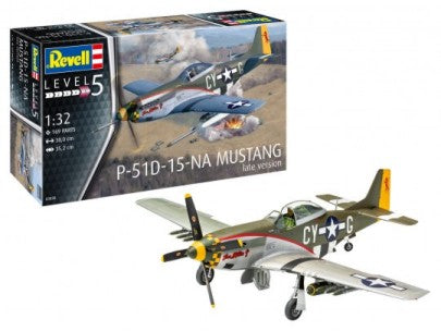 1/32 P51D15 Mustang Late Version Fighter Plastic Model Kit (RVL03838)