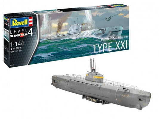 1/144 German Type XXI Submarine Plastic Model Kit (RVL05177)