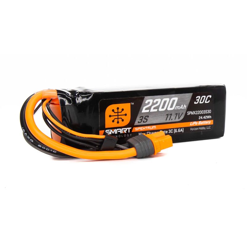 2200mAh 11.1V 30C 3S Smart LiPo Battery Pack with IC3 Plug (SPMX22003S30)