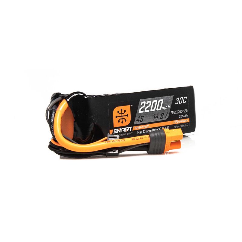 2200mAh 14.8V 30C 4S Smart LiPo Battery Pack with IC3 Plug (SPMX22004S30)