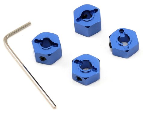 Aluminum Lock Pin Style Wheel Hexes 12mm Blue for Bandit/Rustler/Slash/Stampede (4) (STRST365412B)