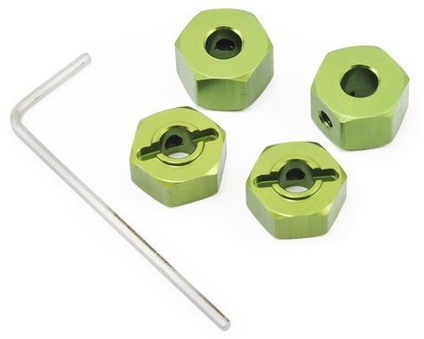 Aluminum Lock Pin Style Wheel Hexes 12mm Green for Bandit/Rustler/Slash/Stampede (4) (STRST365412G)