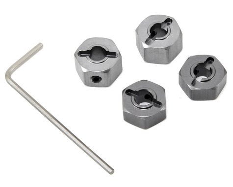 Aluminum Lock Pin Style Wheel Hexes 12mm Gunmetal for Bandit/Rustler/Slash/Stampede (4) (STRST365412GM)