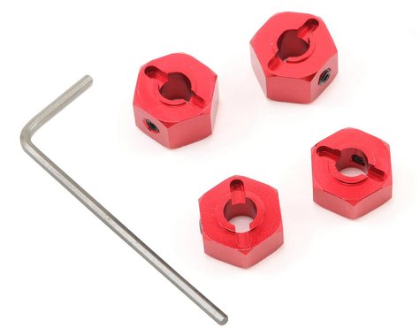 Aluminum Lock Pin Style Wheel Hexes 12mm Red for Bandit/Rustler/Slash/Stampede (4) (STRST365412R)