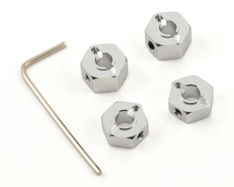 Aluminum Lock Pin Style Wheel Hexes 12mm Silver for Bandit/Rustler/Slash/Stampede (4) (STRST365412S)