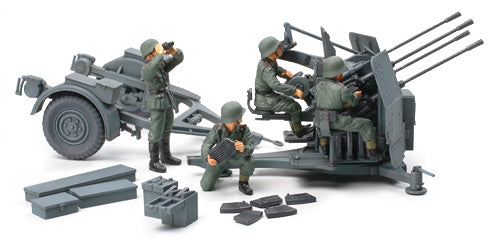 1/48 German 20mm Flak 38 Gun with Trailer and 4 Crew Plastic Model Kit (TAM32554)