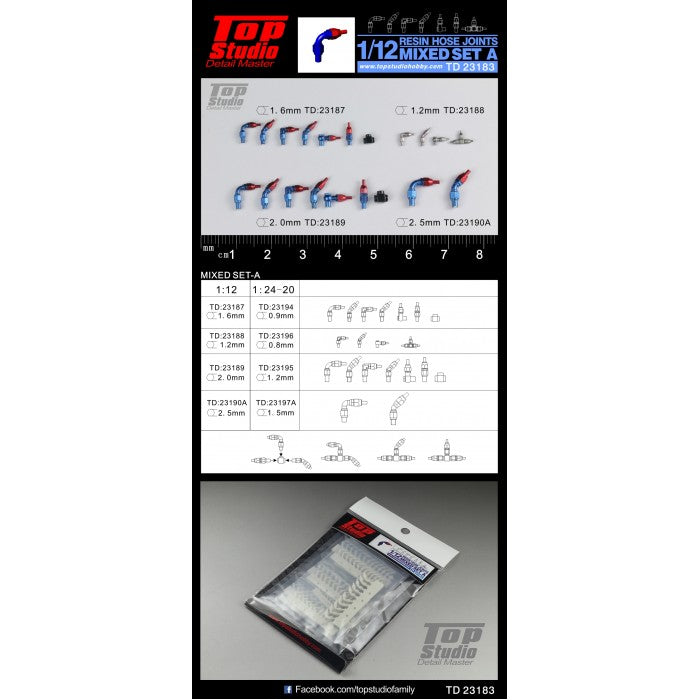 Hose Joints Set A for 1/12 Plastic Model Detailing (TPSTD23183)