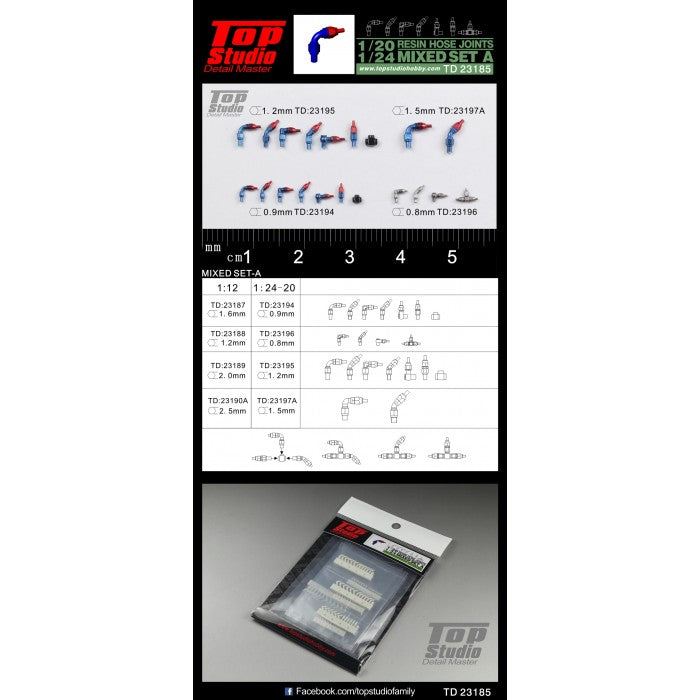 Hose Joints Set A for 1/20-1/24 Plastic Model Detailing (TPSTD23185)