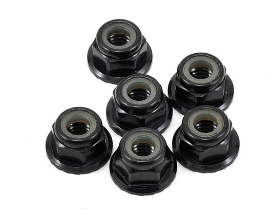 Aluminum Serrated Lock Nuts 4mm Black (6) (TLR336000)